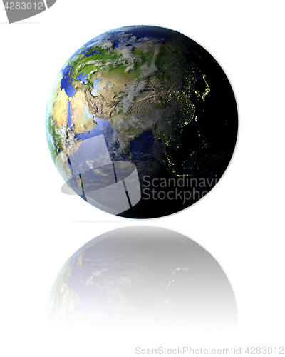 Image of Asia on globe