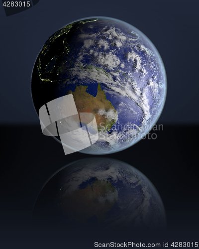 Image of Globe facing Australia in dark