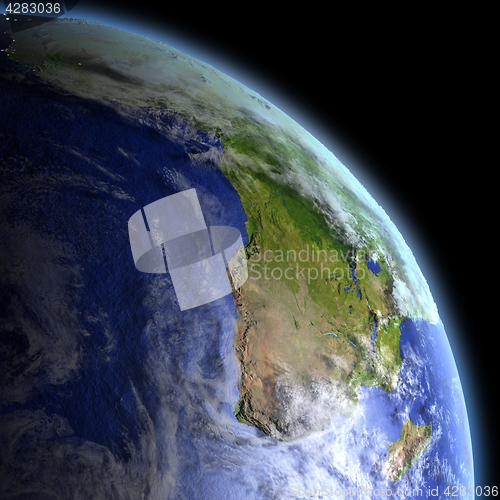 Image of Africa from space at dawn