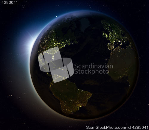 Image of Northern Hemisphere from space at night