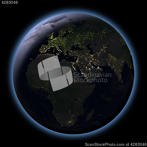 Image of EMEA region from space at night