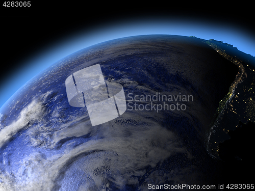 Image of South America at night