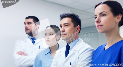 Image of group of medics or doctors at hospital