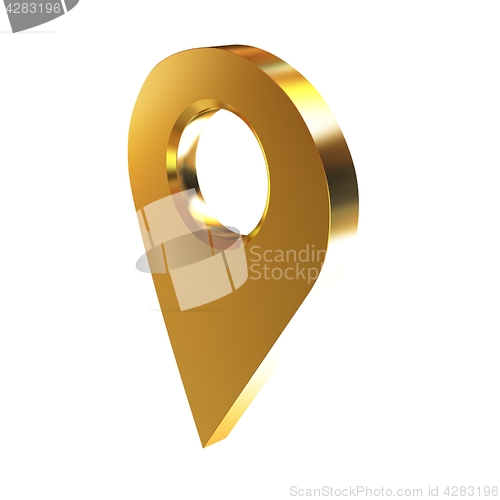 Image of Realistic 3d gold pointer of map. 3d illustration