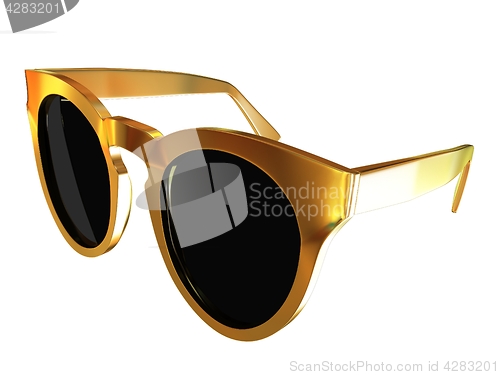 Image of Cool gold sunglasses. 3d illustration