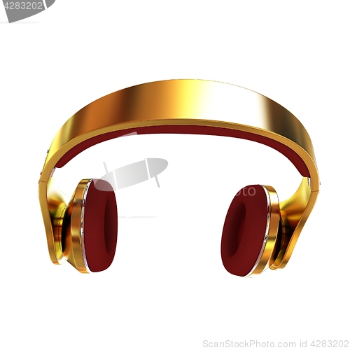 Image of Golden headphones. 3d illustration