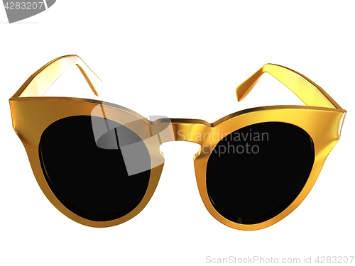 Image of Cool gold sunglasses. 3d illustration