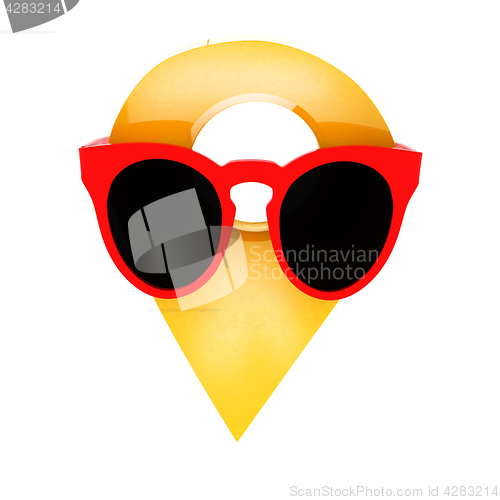 Image of Glamour map pointer in sunglasses. 3d illustration