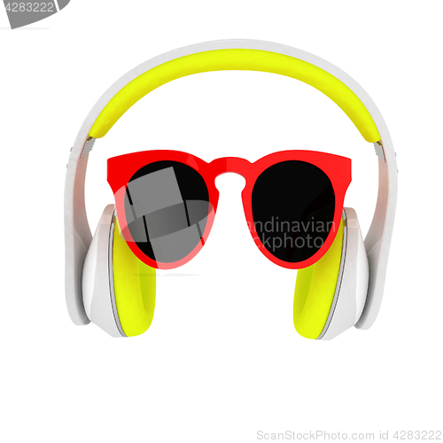 Image of Sunglasses and headphone for your face. 3d illustration