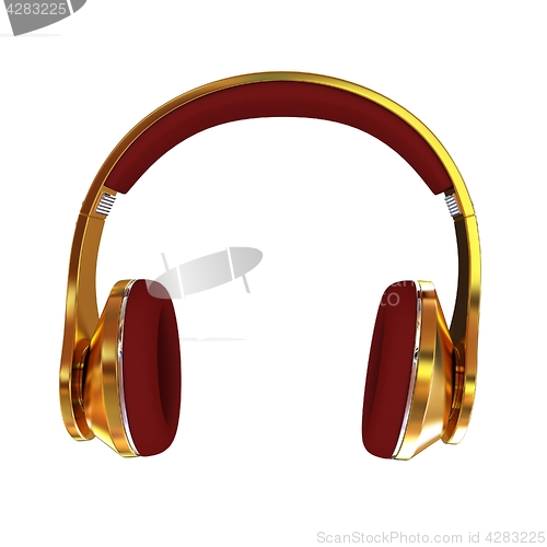 Image of Golden headphones. 3d illustration