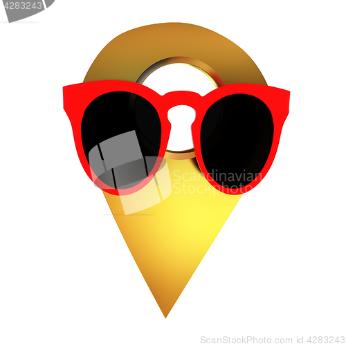 Image of Glamour map pointer in sunglasses. 3d illustration