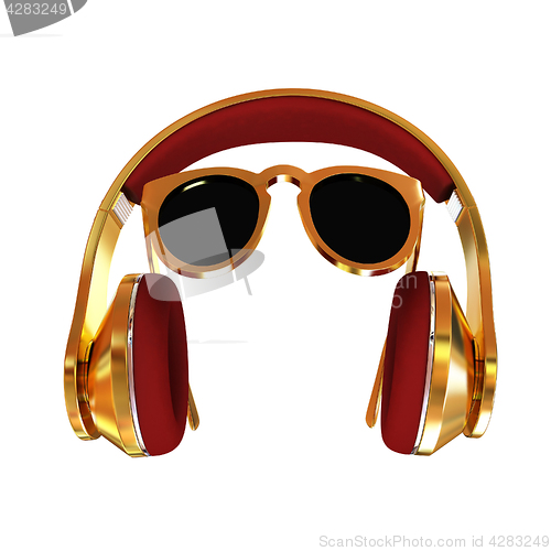 Image of Sunglasses and headphone for your face. 3d illustration