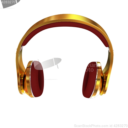 Image of Golden headphones. 3d illustration