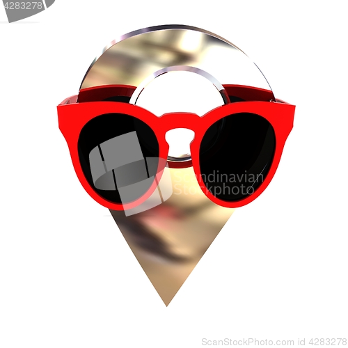 Image of Glamour map pointer in sunglasses. 3d illustration