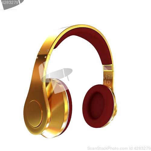 Image of Golden headphones. 3d illustration