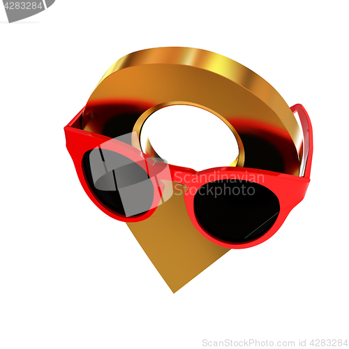 Image of Glamour map pointer in sunglasses. 3d illustration