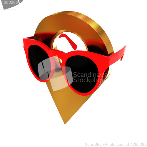 Image of Glamour map pointer in sunglasses. 3d illustration