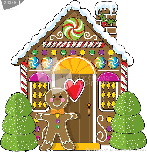 Image of Gingerbread House and Man