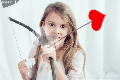 Image of Portrait of one  beautiful  little girl.