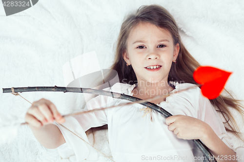 Image of Portrait of one  beautiful  little girl. 