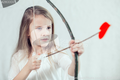 Image of Portrait of one  beautiful  little girl.