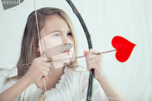 Image of Portrait of one  beautiful  little girl.