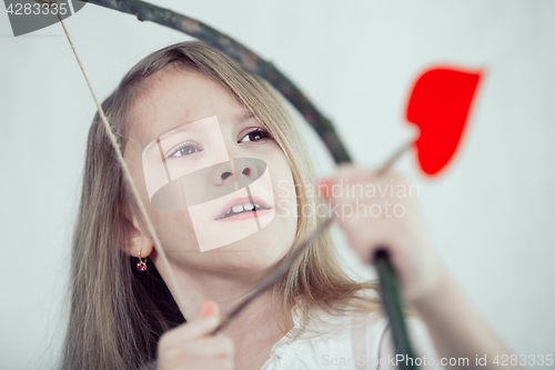 Image of Portrait of one  beautiful  little girl.