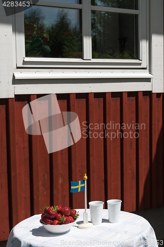 Image of Fresh strawberries on a table in Sweden