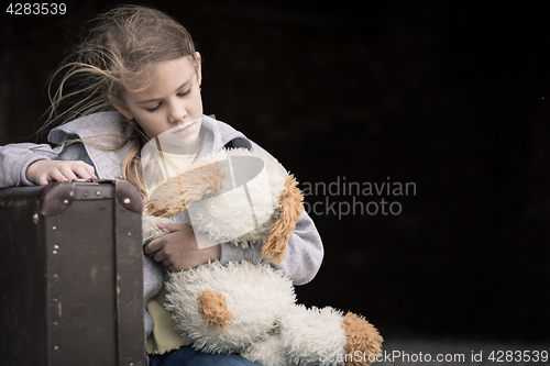 Image of Portrait of sad little girl