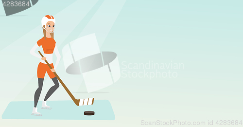 Image of Young caucasian ice hockey player.