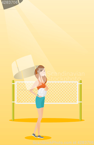 Image of Young caucasian beach volleyball player.