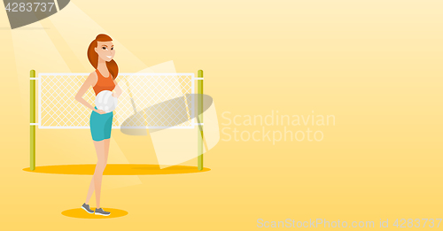 Image of Young caucasian beach volleyball player.