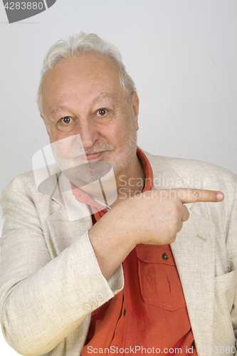 Image of Senior pointing with finger