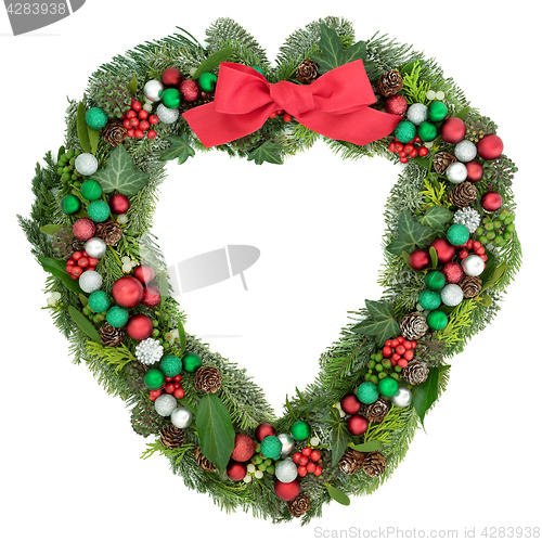 Image of Chistmas Heart Shaped Wreath Decoration