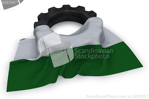 Image of gear wheel and flag of saxony - 3d rendering