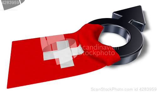 Image of mars symbol and flag of switzerland - 3d rendering