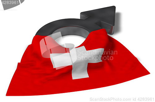 Image of mars symbol and flag of switzerland - 3d rendering