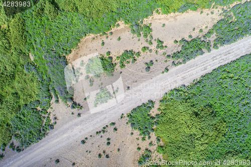 Image of Drone view of gravel road