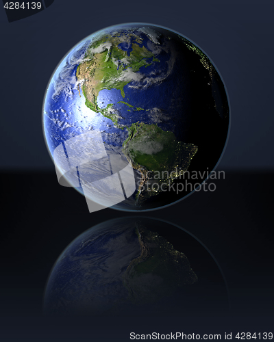 Image of Americas on globe
