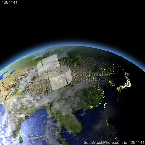 Image of East Asia from space