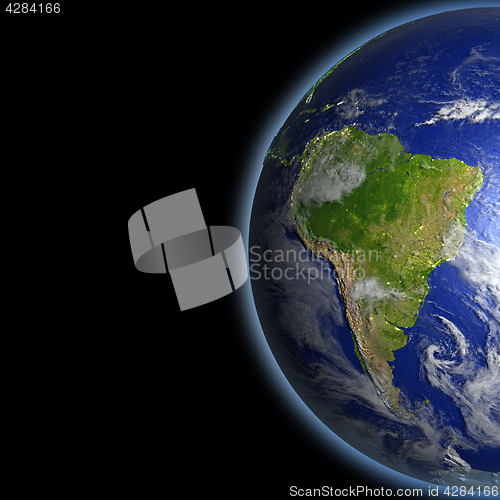 Image of South America from space