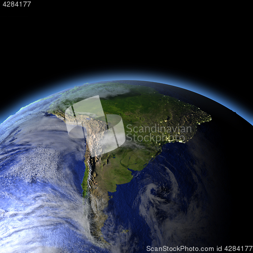 Image of South America from space