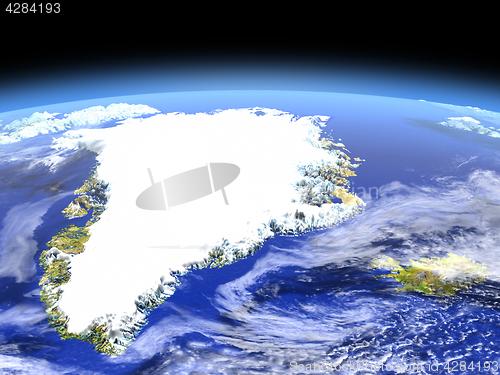 Image of Greenland and Iceland from space