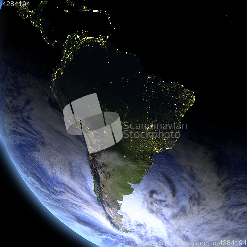 Image of South America from space
