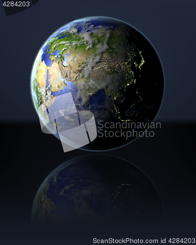 Image of Asia on globe