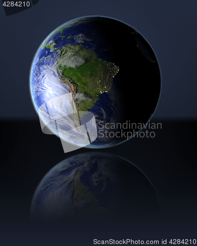 Image of South America on globe