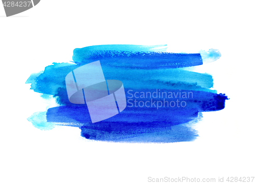 Image of Bright blue watercolor blot on white background