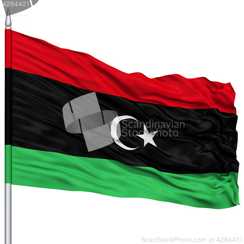 Image of Libiya Flag on Flagpole