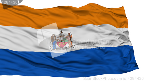 Image of Isolated Albany Flag, Waving on White Background