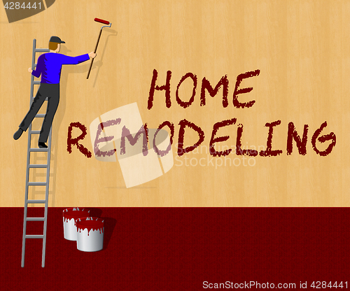 Image of Home Remodeling Showing House Remodeler 3d Illustration